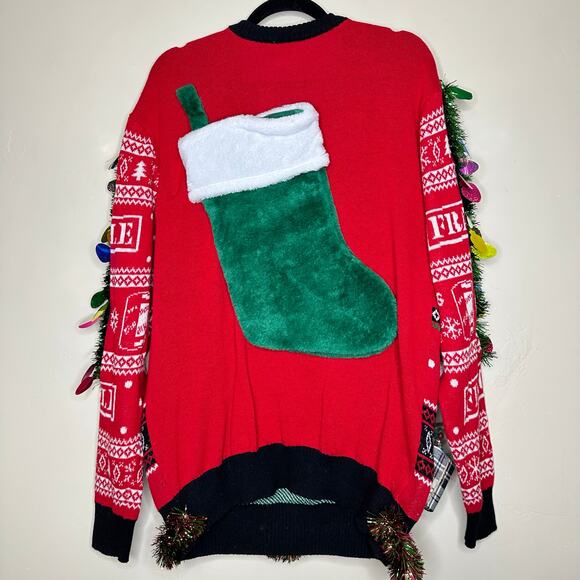 Ugly Christmas Sweater Leg Lamp LIGHTS UP Tacky Tinsel Xmas Party Winner Size XL - Picture 3 of 5